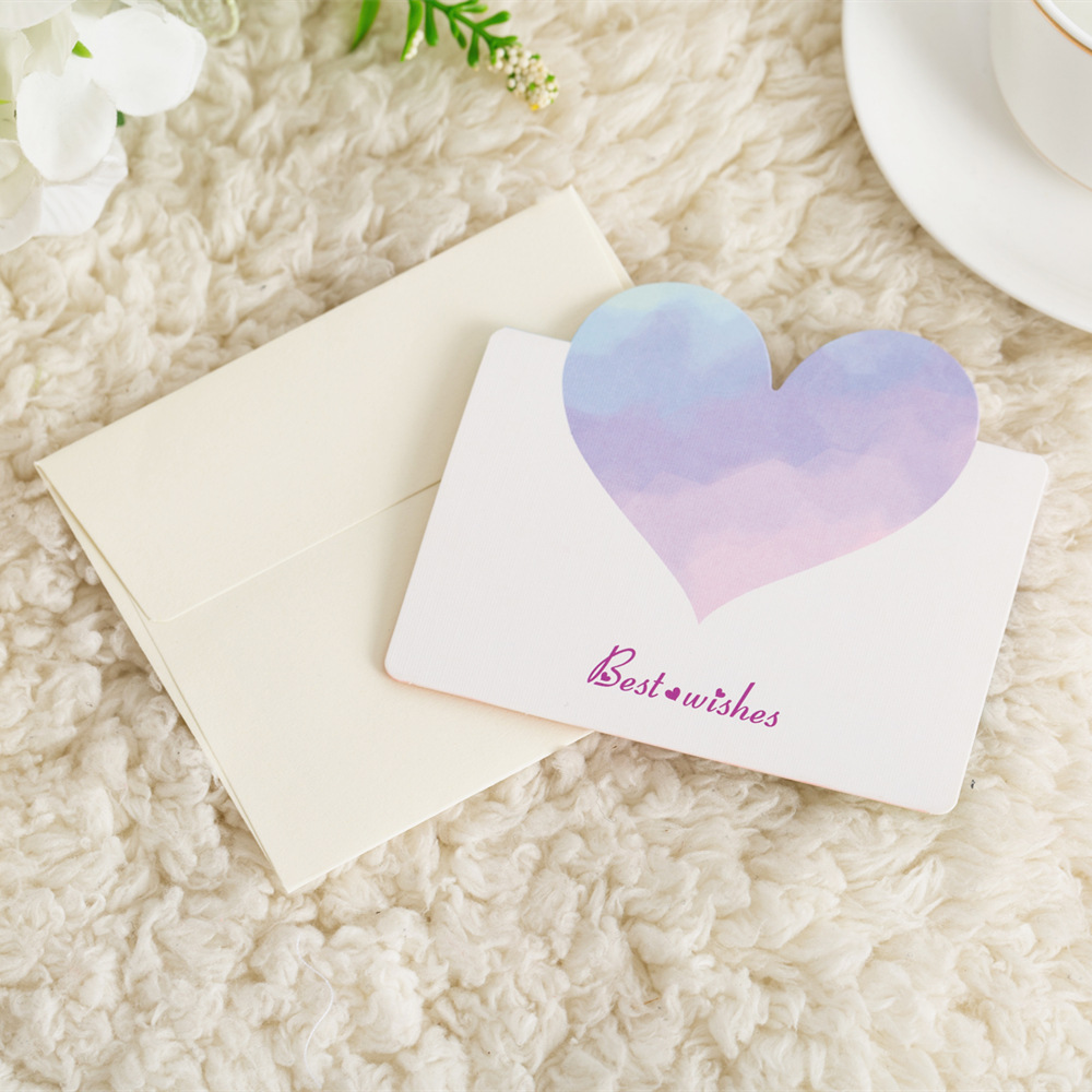 6sets Heart Shape Cards with Envelope DIY Greeting Pocket 3.38 x 3.86 Inch Valentines Day Best Wishes Happy Every Day Cards: PurpleA