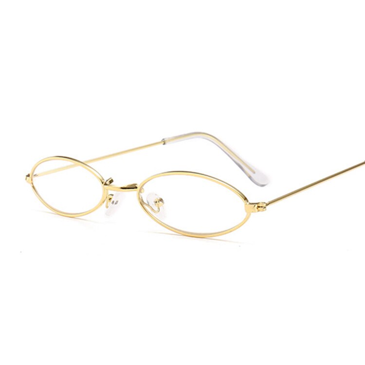 Små ovala dam solglasögon märke solglasögon kvinnor legering röd svart spegel hip hop utomhus oculos de sol: Guld-