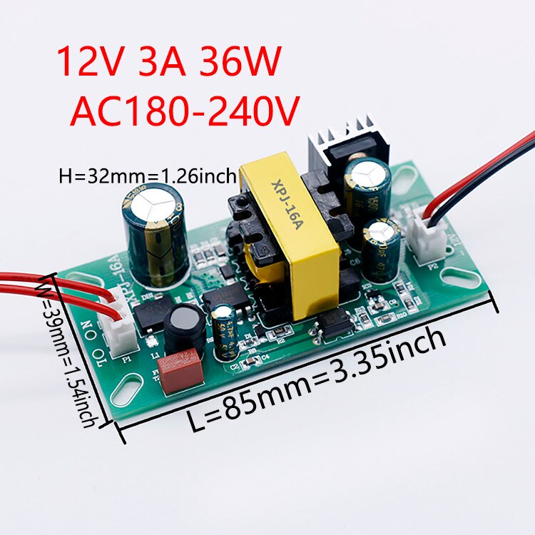 Led Driver 220 12V 1A 2A 3A 5V 2A 24V 12V 32V Led Power supply Geen Flikkering 12W 24W 36W Licht Transformers Voor Fan Led Verlichting: 12V 3A 36W  180-240V