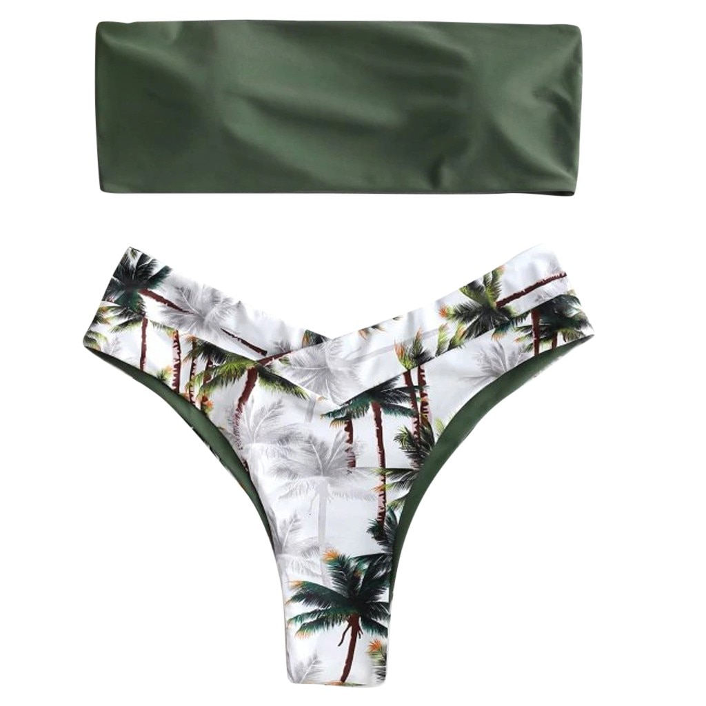 Jaycosin glamorous special style women coconut tree print women summer bra suit swimsuit