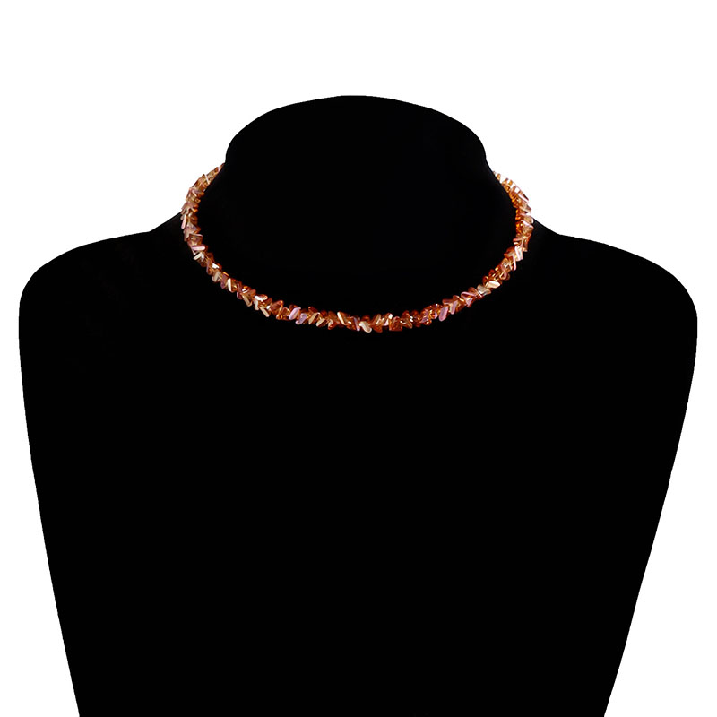 Gargantilla de cuentas irregulares de cristal de corte múltiple coreano para mujer, Collar de hueso Vintage transparente, joyería de cuello de: Rodio plateado