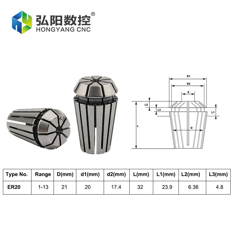 ER20 ER Precision spring collet chuck 0.008mm for CNC milling tool holder Engraving machine spindle motor