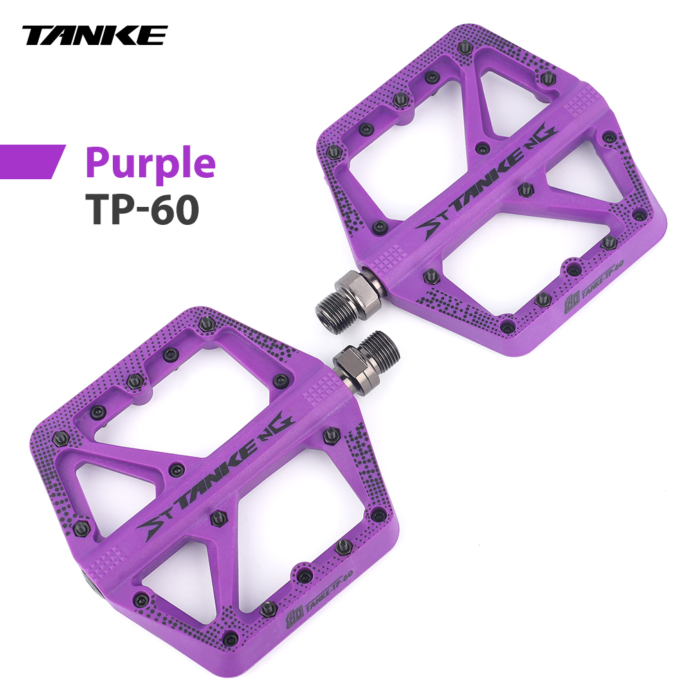 TANKE-Pedal de nailon para bicicleta de montaña, antideslizante, ancho, DU + 1 rodamiento, accesorios para ciclismo todoterreno, plataforma Universal BMX: Morado