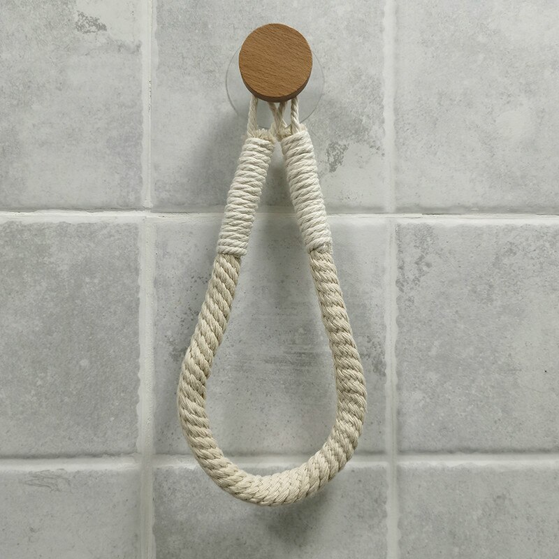 Hemp Rope Toilet Paper Holder Retro Industrial Wall-mounted Towel Rack Toilet Paper Stand Toilet Accessories Bathroom Decoration: B-round