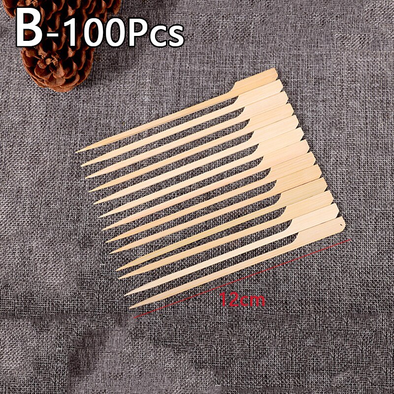 100PCS Barbecue Bamboo Skewers Disposable Bamboo Stick Long Toothpicks Fruit Sandwich Snacks BBQ Tableware Kitchen accessories: 12CM