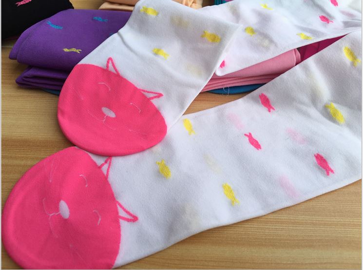 Herbst Frühling kinder mädchen strumpfhosen Samt candy farben Nette Katze Fisch Strumpfhosen für baby kinder Mädchen Strumpfhosen Strumpf