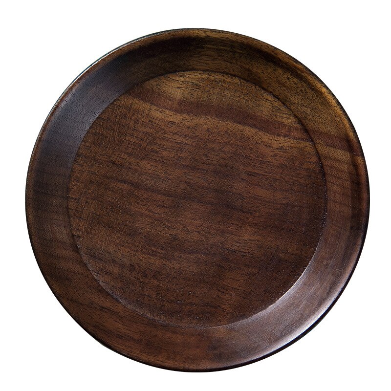 Platos de madera de nogal negro, platos de frutas, platillo, bandeja de té, plato de postre, platos de madera