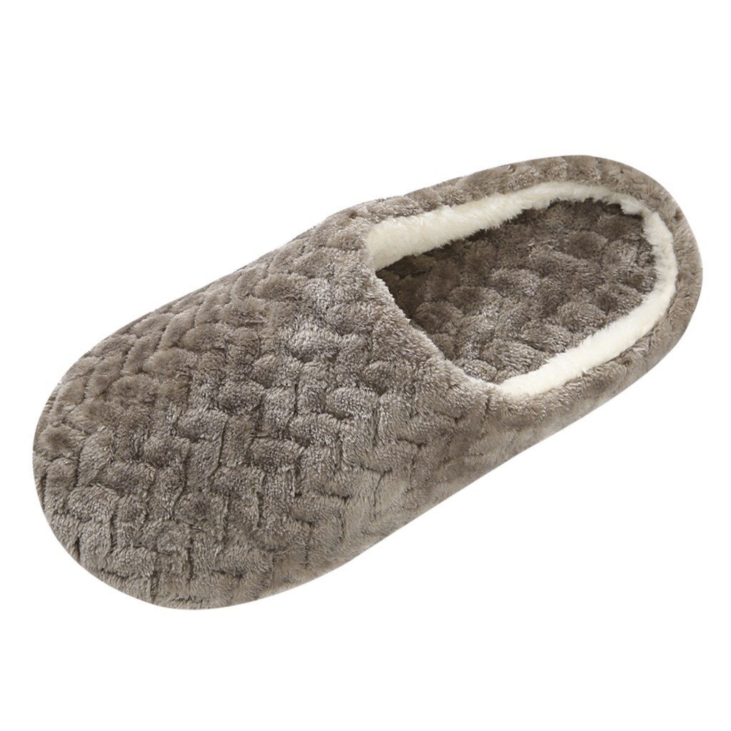 Accueil femmes Jacquard pantoufles intérieur chambre à coucher antidérapant pantoufle hiver coton chaussures doux peluche zapatos de mujer FN55: coffee / 37