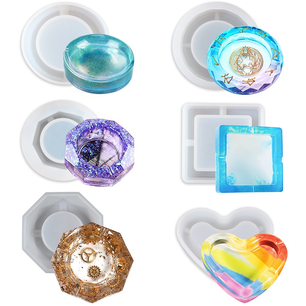 Cenicero transparente de resina UV para manualidades, 1 unidad, resina epoxi de silicona, combinación de moldes para DIY, accesorios de joyería
