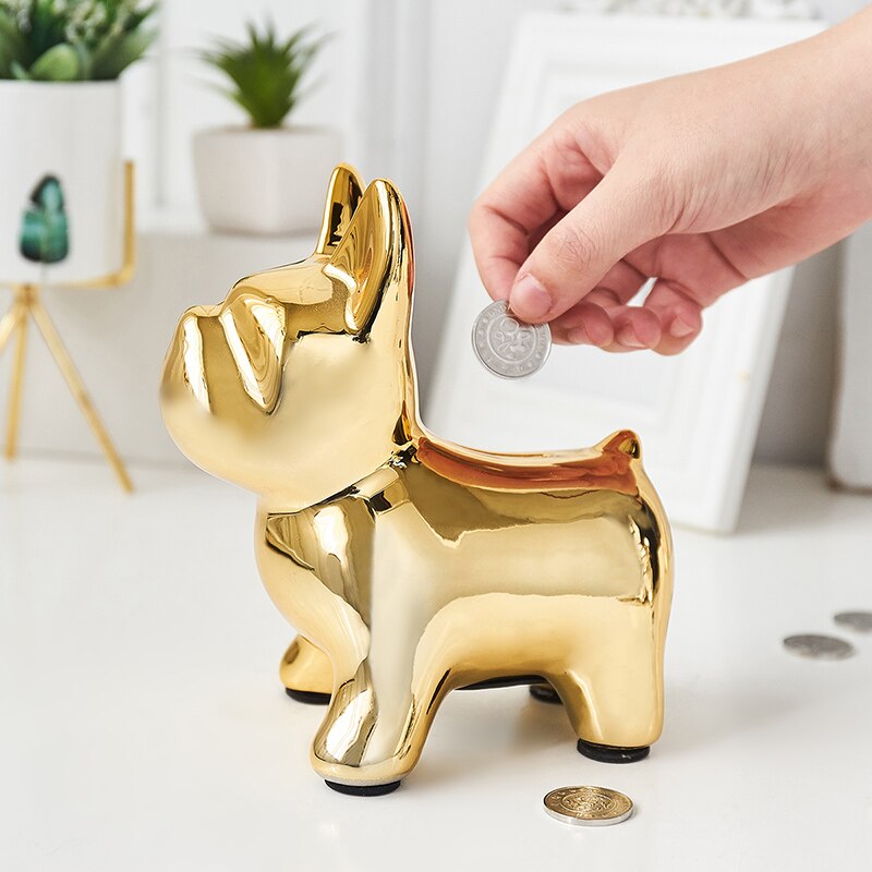 5 Kleur Keramische Bulldog Spaarpot Leuke Plating Puppy Piggy Banken Thuis Slaapkamer Woonkamer Desktop Versiering Spaarpot Mode