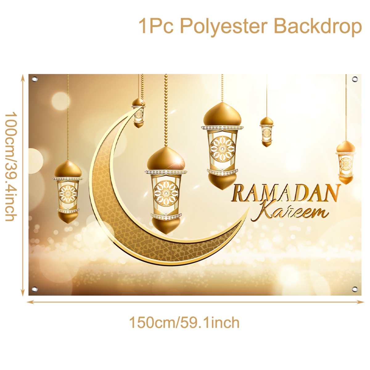 Eid Mubarak Backdrops Banner Flag Ramadan Decorations for Home Eid Al Adha Ramadan Kareem Islamic Muslim Party Decor Eid Mubarak: Deep Sapphire