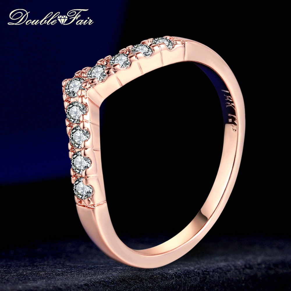 Dubbele Fair Top Aaa + Zirconia Hart Ringen Rose/Wit Goud Kleur Mode-sieraden Voor Vrouwen Bruiloft Hotsale DFR011
