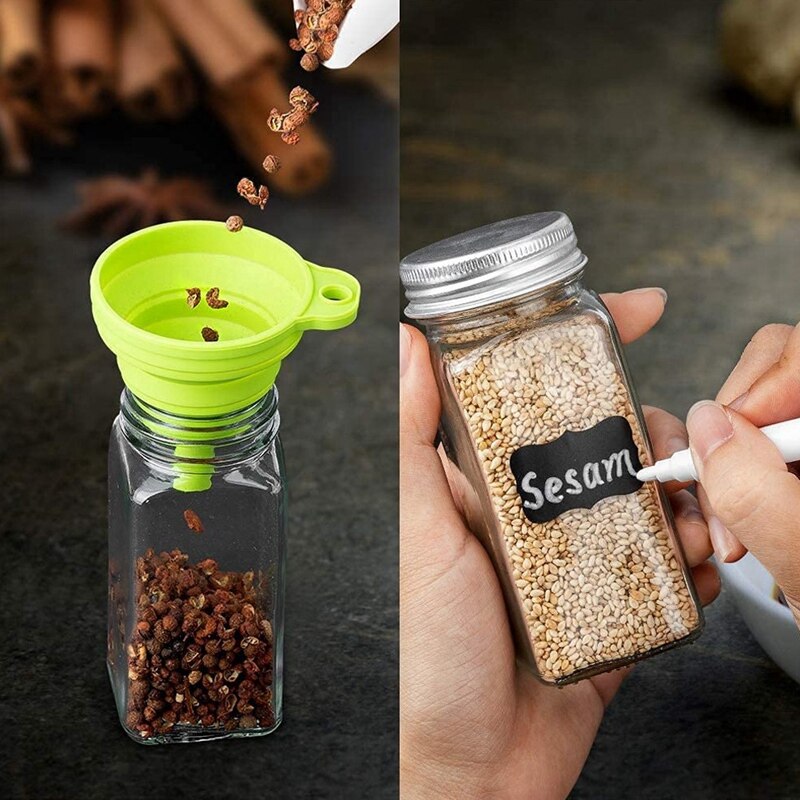 Ensemble de pots à épices avec couvercles, 12 secoueurs à épices, récipient carré en verre de 120 Ml pour stocker les épices