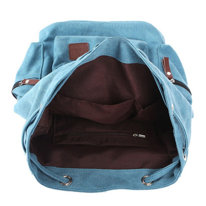Mode Mannen Rugzak Vintage Canvas Schoudertas Rugzak Schooltas Reistas: Blue