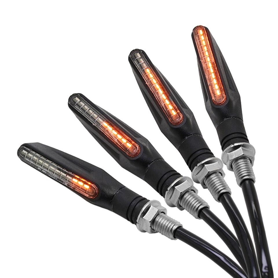 Newest Universal Flowing Water 4PCS Motorcycle LED Turn Signals Flicker Light Indicators Blinkers Flexible Bendable Amber light