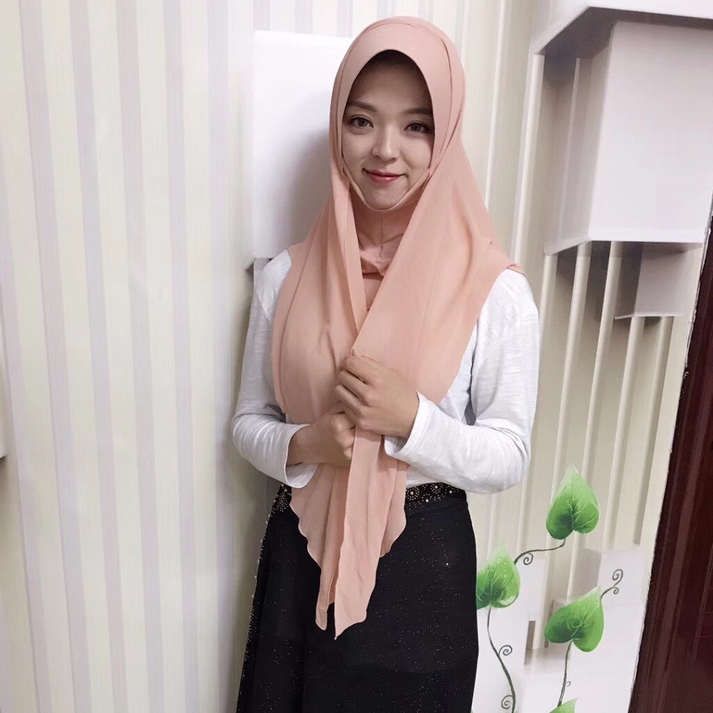 Hijab Amira musulman de , taille moyenne, avec strass, écharpe islamique à enfiler, couvre-chef