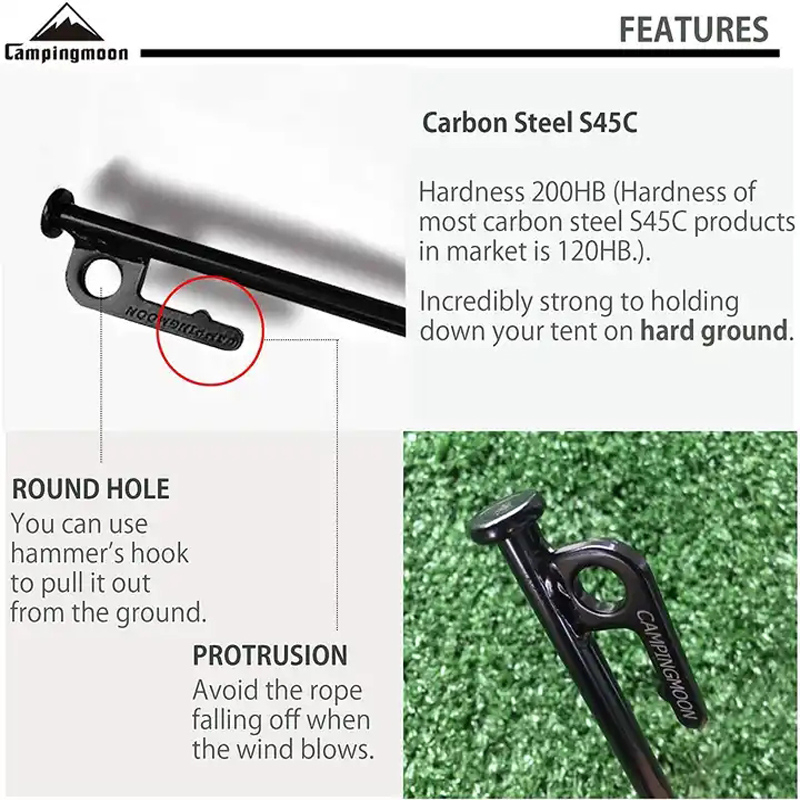 15Cm-40Cm Hoge Sterkte Stalen Camping Nagel Outdoor Metalen Zwarte Strandharingen Tent Staak