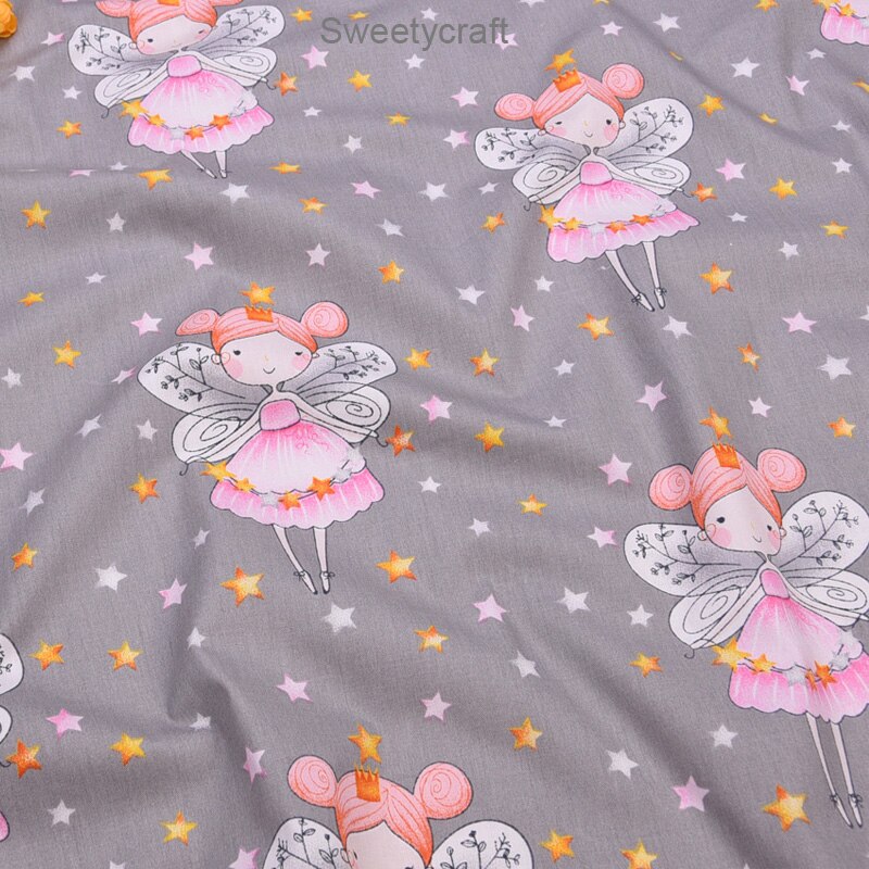 Tela acolchada de algodón de 50x160cm con ala impresa de chica Ángel, tela de medio metro para costura artesanal, sábanas, confección de ropa