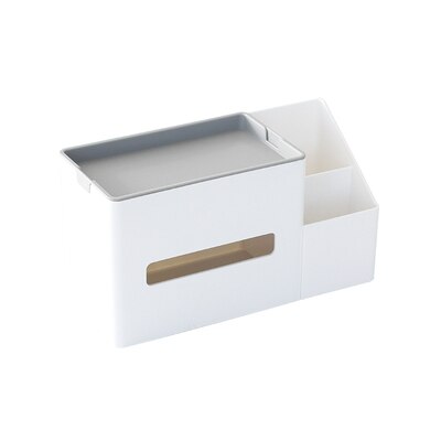 Square Tissue Box Cover White Pen Holder Desk Organizer Storage Box Sundries Pencil Box Multifunctional Plastic Stationery: B