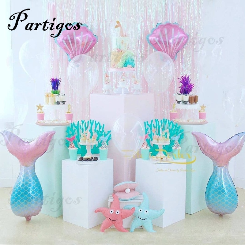 Ballons en queue de sirène gonflable en aluminium, 85cm, 2 pièces, décorations de fête d'anniversaire, fourniture pour enfants, petite sirène, 85cm, 2 pièces