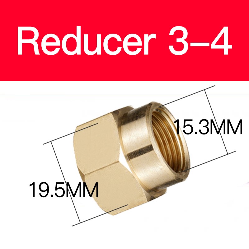 Adaptador de cobre de 1/8 ", 3/8", 1/2 ", 3/4", macho y hembra, Conector de conector de tuberías de latón reductor, adaptador de Gas y aire, presión de agua y combustible: Reducer 3-4