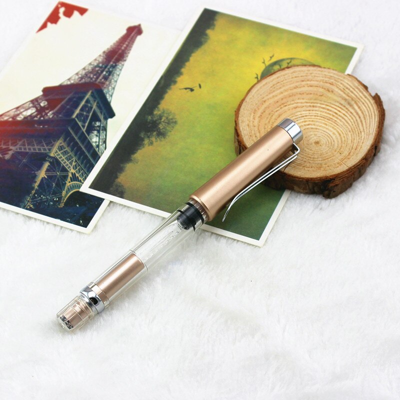 luxury school Office Fountain Pen Writing Transparent Piston Fountain Pen Demonstrator Fountain Pen: Red / F