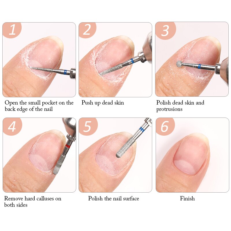 6 Stuks Nagel Boor Set Voor Elektrische Frezen Pedicure Manicure Machine Nail File Slijpen Hoofd Nail Tool Accessoires