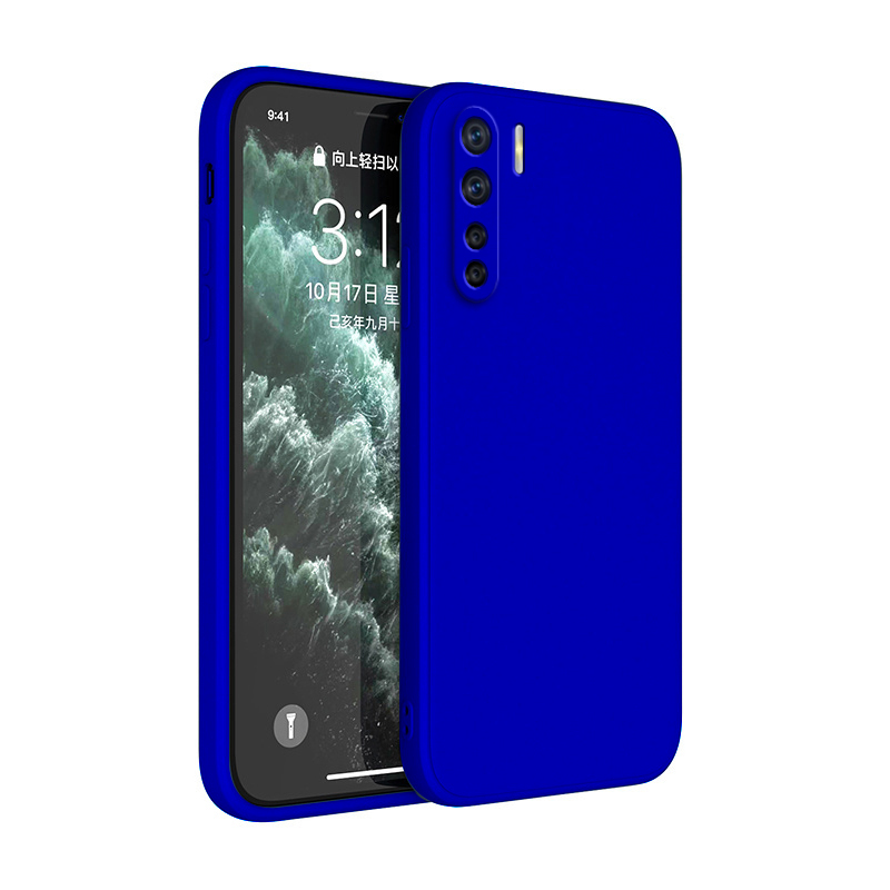 Coque souple originale pour OPPO A91, Protection de caméra, Carcasa carrée en Silicone liquide, luxe, , classique, Funda: Rouge