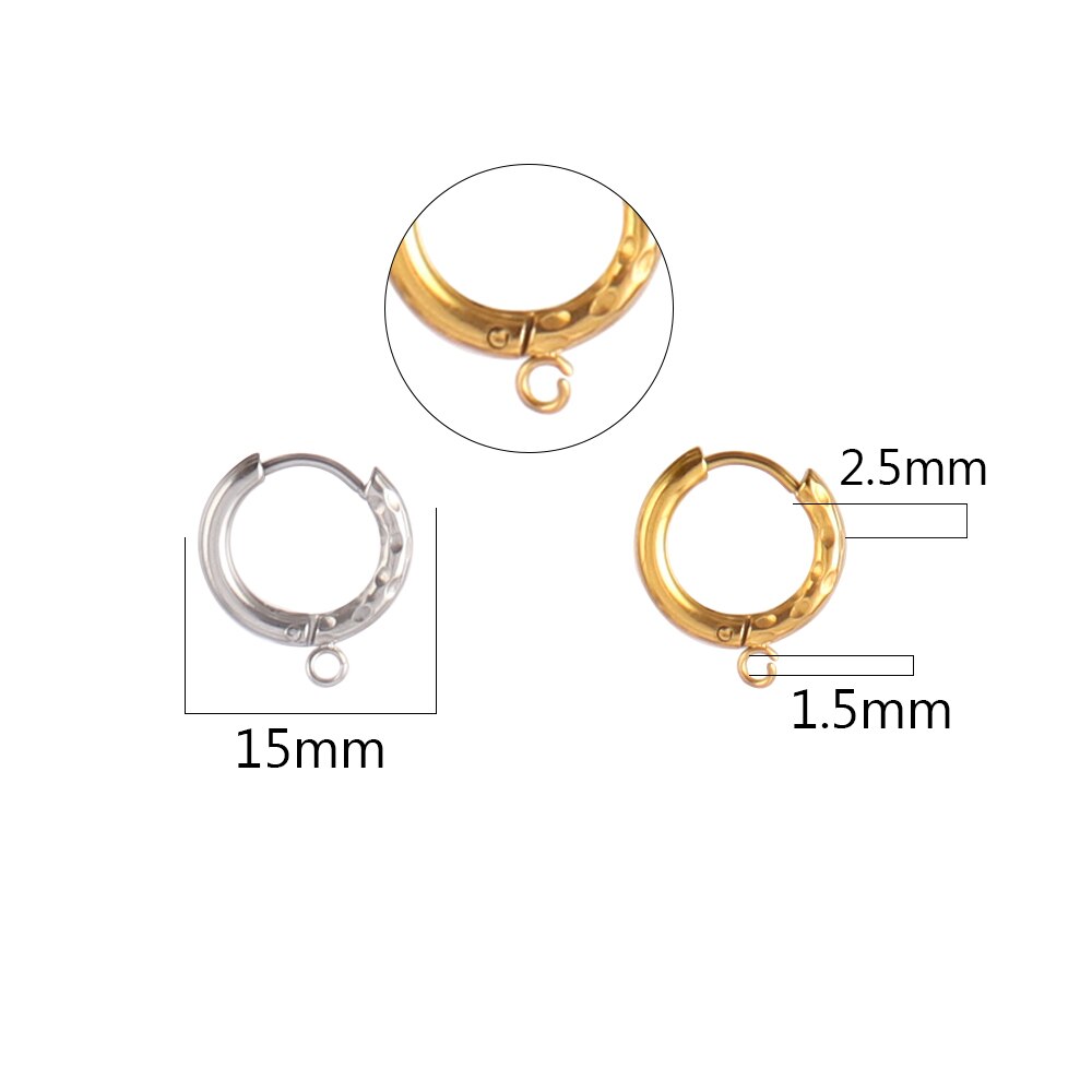 10 unids/lote de pendientes DIY de acero inoxidable 316L, Base de montaje para pendientes de aro para joyería DIY, suministros para fabricación de pendientes, accesorios: M / Transparente