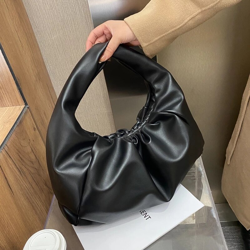 Bolso De hombro De lujo para mujer, bolsa De mano femenina con pliegues, a la , suave, Torebka,
