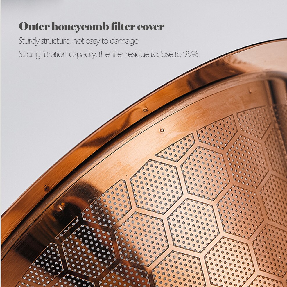 304 Stainless Steel Coffee Filter 600 Mesh Double-Layer Honeycomb Filter Bowl With Base Filter-Free Paper Coffee Strainer