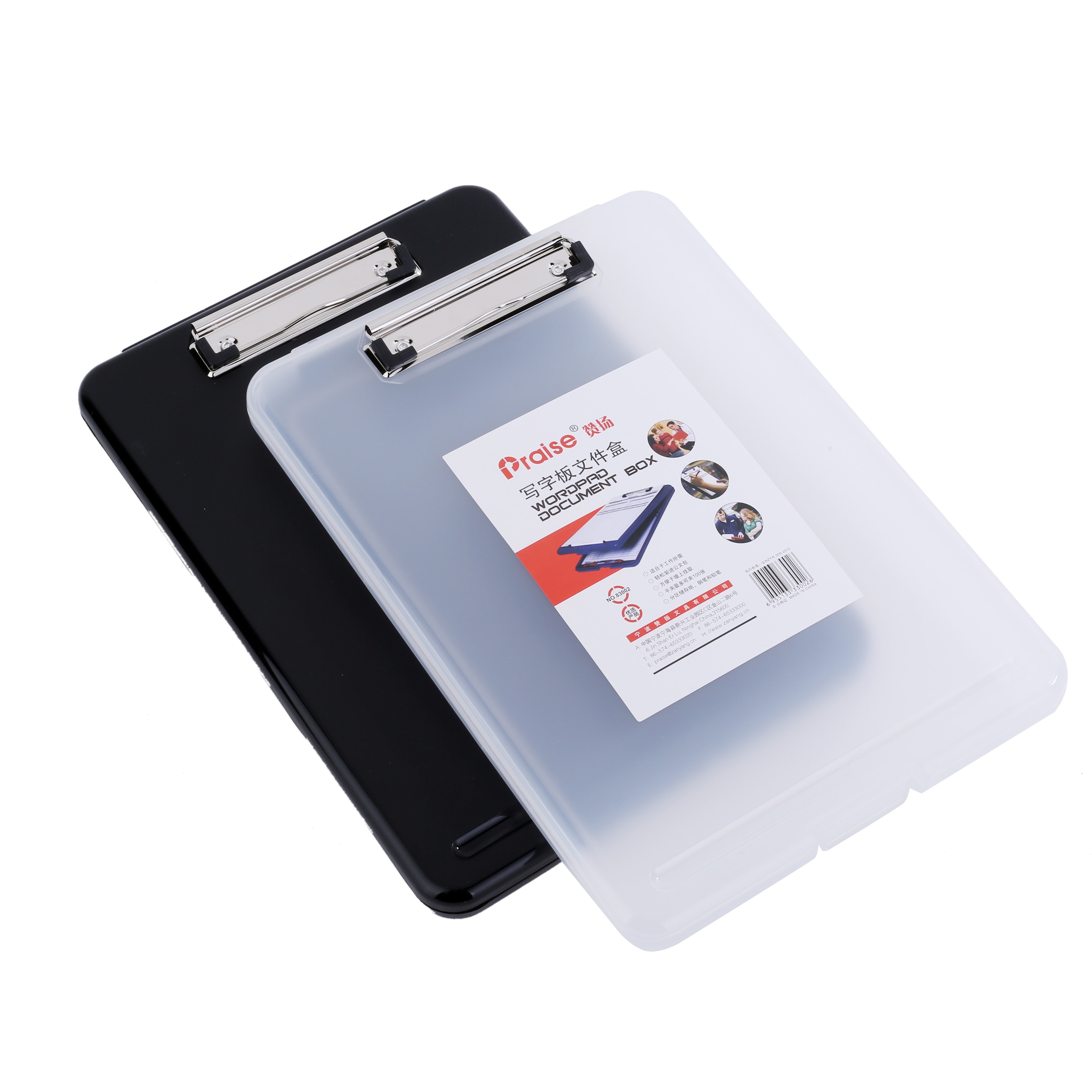 Stijl Multifunctionele Bestand Doos Zwart en Transparante Plastic Klembord A4 Document Vullen Briefpapier Organizer Briefpapier