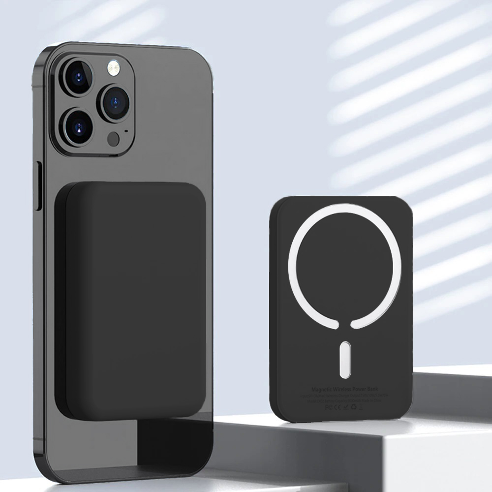 Magnetische Powerbank voor Apple externe batterij Draagbare draadloze Power Bank-oplader voor Magsafe iPhone-reservebatterij: Black