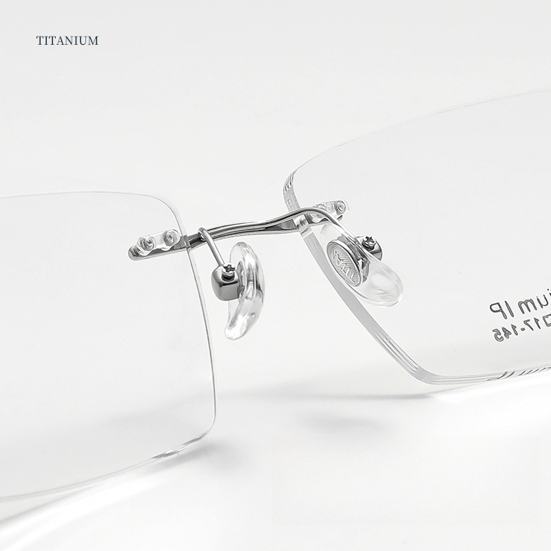 YIMARUILI Business Rimless Glasses Men's Ultra-light Pure Titanium Square Big Face Optical Prescription Eyeglasses Frame 71374