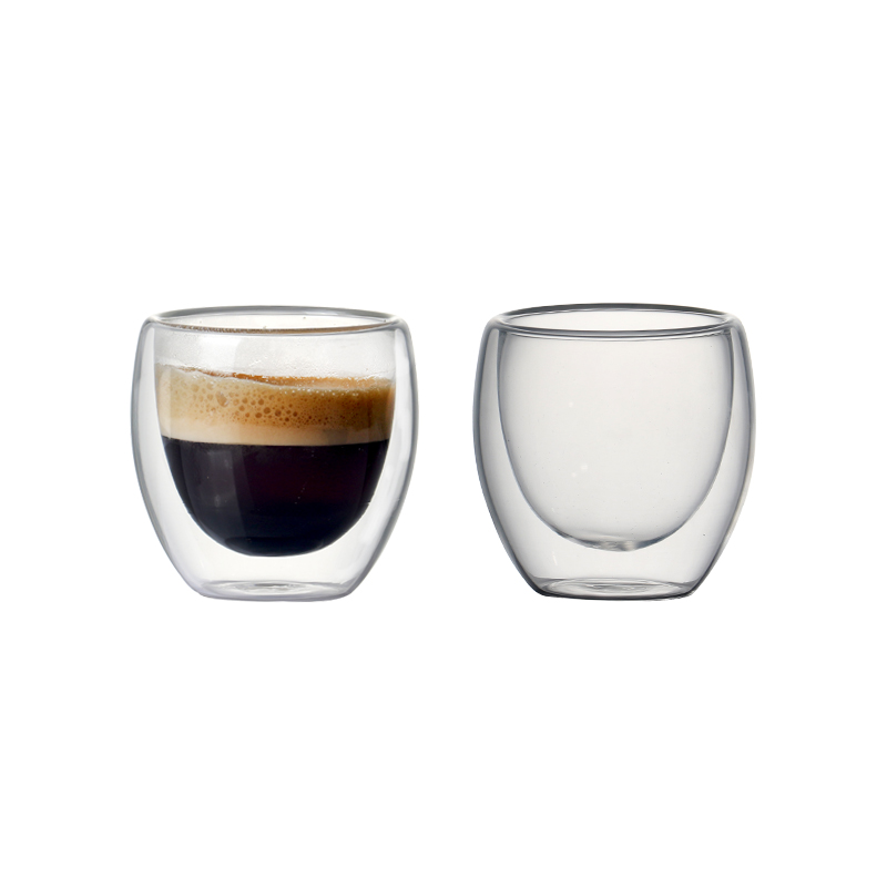 Set van 80ml dubbelwandige geïsoleerde glazen koffiekopjes voor het drinken van theekopjes, starbucks-kopjes en espressokopjes.