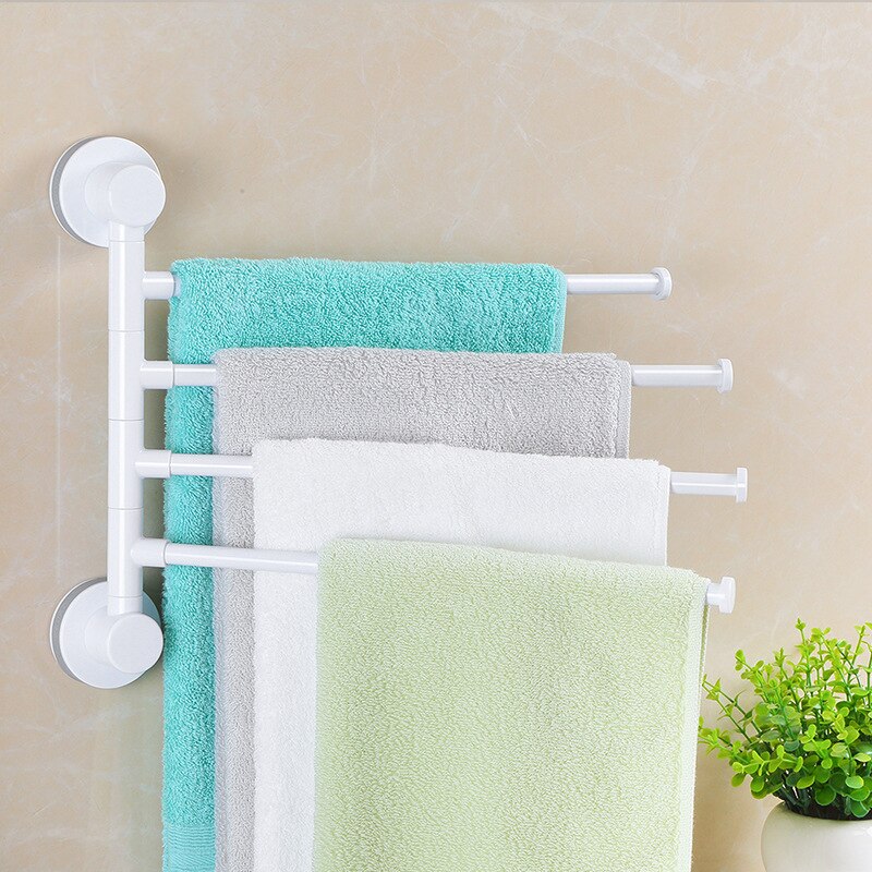 Fire arm håndklædeholder roterende håndklædestativ vandtæt badeværelse køkken vægmonteret håndklædehænger plast sugekop håndklædestang