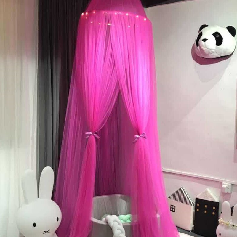 15 kleuren baby klamboe luifel kinderkamer decoratie koepel klamboe hemelbed gordijn voor kind babybed luifel roze blauw: Roos