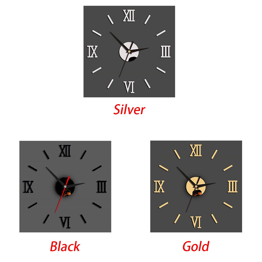 Romeinse cijfers kwarts voor thuis wandklok spiegeldecoratie 3d stickers verwijderbaar kantoor woonkamer moderne doe-het-zelf kunst