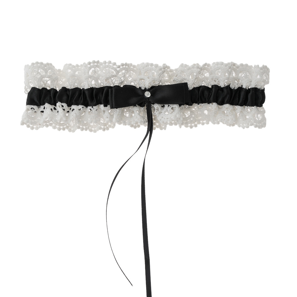 Kleurrijke bruiloft kousenband bruids douche bruid aandenken kant bloemen strass boog sexy vrouwen been kousenband dij ring dij kousenband: Bruin