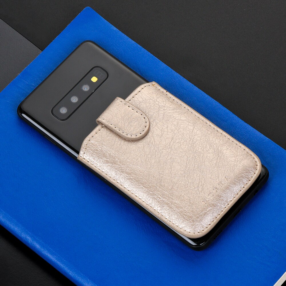 1Pc custodia a portafoglio per telefono di moda calda 5 tasche per carte Stick sul telefono porta carte d'identità borsa in pelle PU custodia adesiva per credito