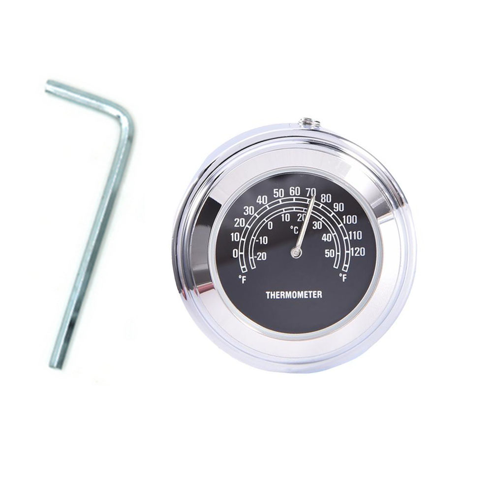 Universele Waterdichte 7/8 "Motorcycle Stuur 22-25mm Mount Temp Thermometer Klok Moto Horloge voor Harley Motorfietsen Accessoires: Thermometer-black