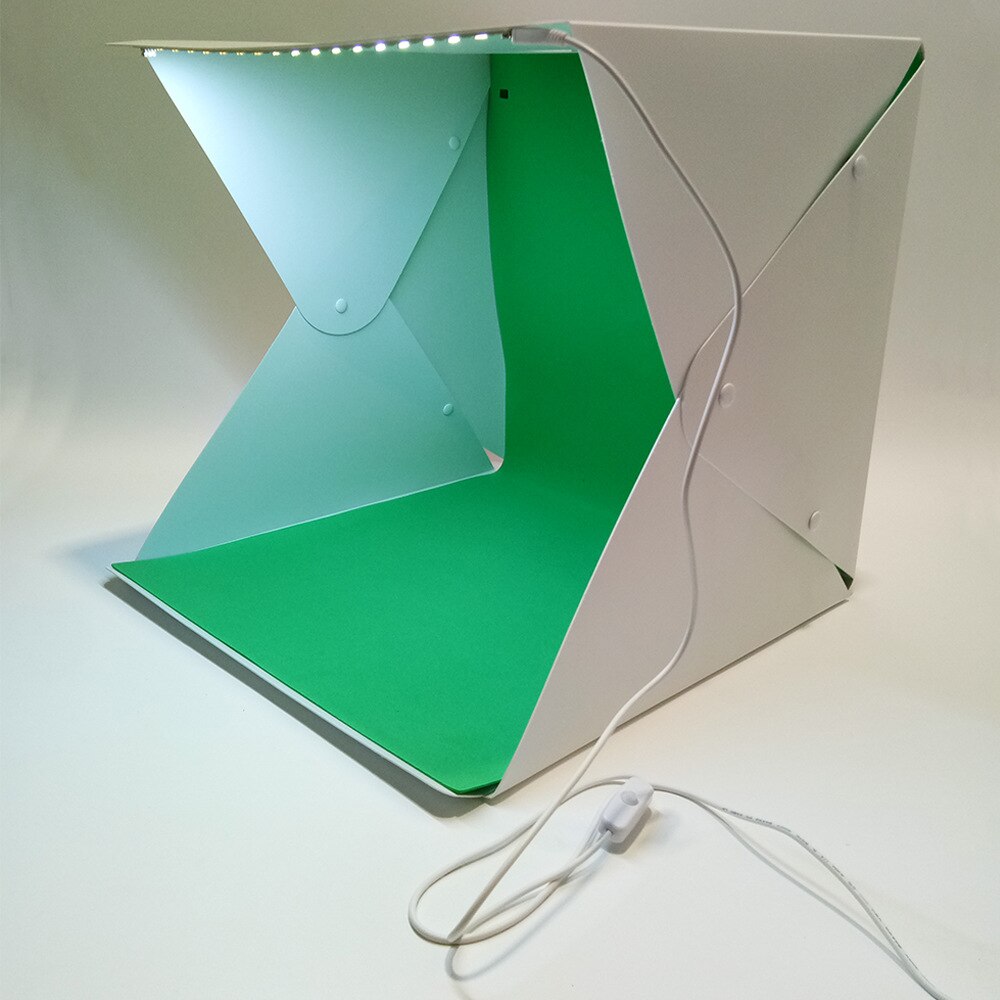 30 x 30cm lysboks mini softbox ledet fotostudie lysboks med sort hvid grøn rød baggrund til studieproduktfotografering