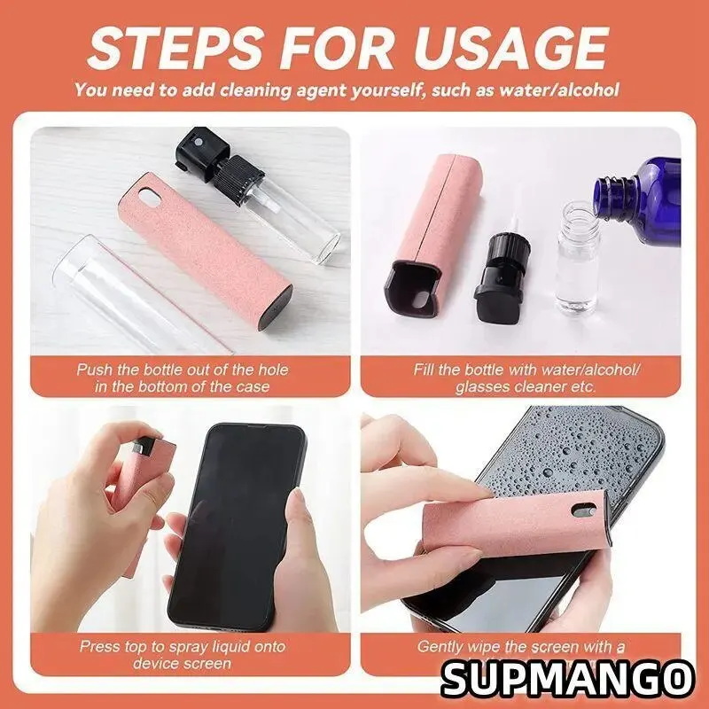 2w1 mikrofibra robić czyszczenia ekranu zestaw butelek z rozpylaczem telefon komórkowy Ipad komputer ściereczka z mikrofibry wytrzyj Iphone chusteczki robić czyszczenia okularów