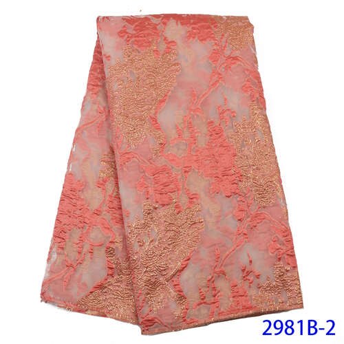 Tecidos de renda líquida nigeriano bordado brocado tecido renda alta qualidade africano francês tule renda para a mulher KS2981B-1: Picture 2