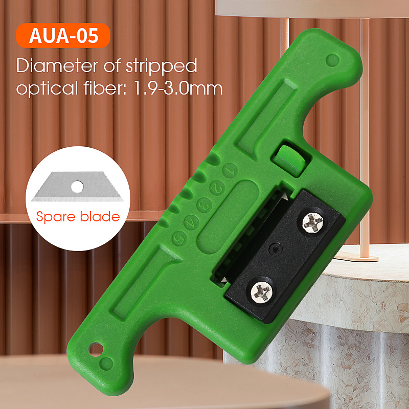 Fiber Cable Ribbon Stripper FTTH Fiber Optic Stripping 1.9~3mm Access ToolKit Loose Buffer Tube Stripper AUA-05: Green And Blade