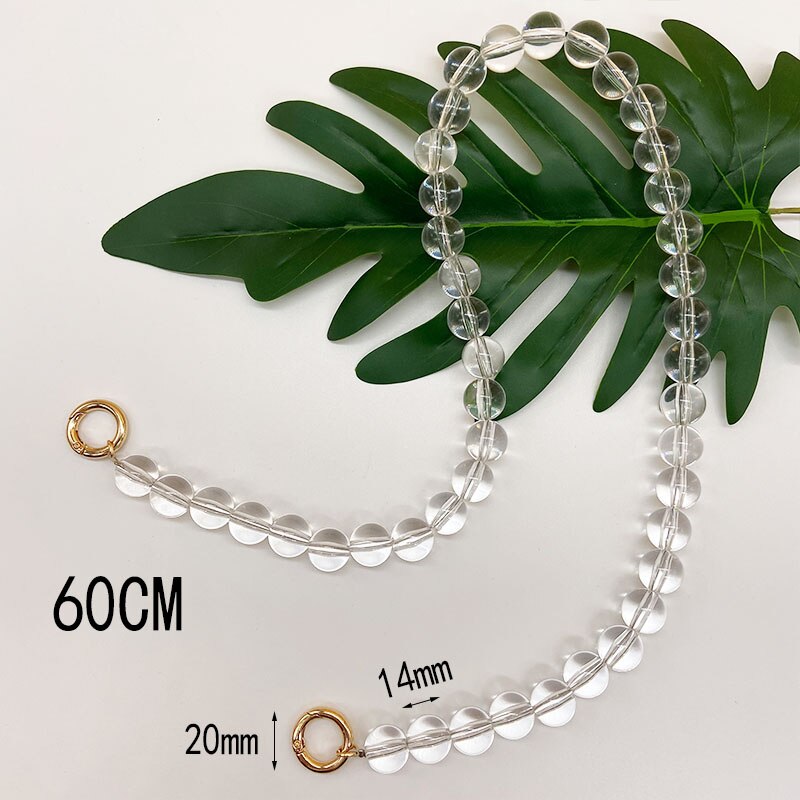 material high translucent acrylic transparent bead series bag chain bead chain jewelry women bag shoulder strap bag chain: 60cm / Gold Ring buckle