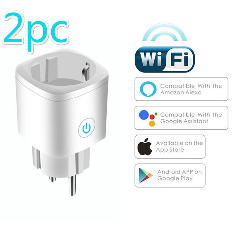 EU Smart Plug WiFi Socket Remote Control Timing Function Tuya SmartLife APP Control Work With Alexa Google Assistant: 2pc