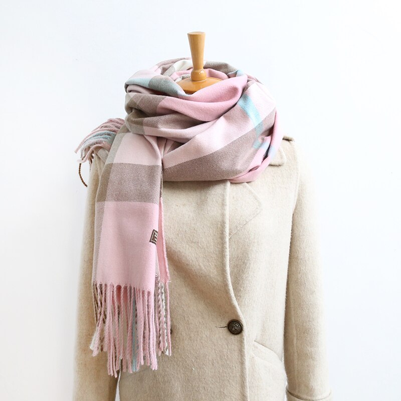 luxus Plaid schals kaschmir schals frauen Winter warm Plaid schal Mantel Frau dicke decken quaste schal: Rosa
