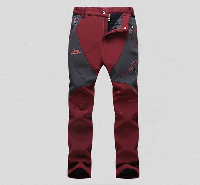 Pantalon surdimensionné pour femme, imperméable, respirant, pour l'hiver, pour randonnée, Ski, Camping, escalade, Softshell, M-4XL: Women Wine Red / XXXL Asia size
