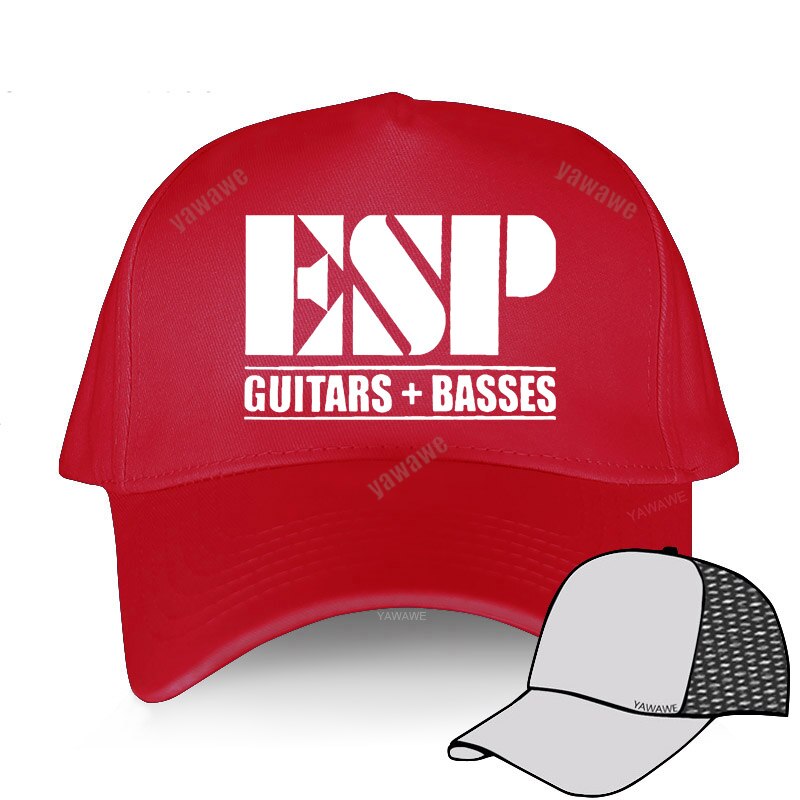 Summer Esp Guitars Caps Casual Adjustable Baseball Cap Men Music Guitars Hats: red mesh